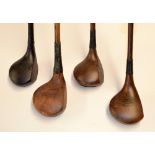 4x socket head woods to incl good L. Beale bulldog baffie, D. Anderson St Andrews driver, D