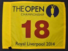 Rory McIlroy 2014 Royal Liverpool Official Open Golf Championship No. 18 yellow pin flag - won by