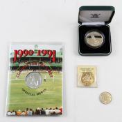 Group of Ashes Cricket Commemorative Medallions including Royal Mint hallmarked silver Ashes Test