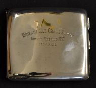 1913 Whitehall Club Golfing Society silver cigarette case - presented for the Autumn Meeting 1913