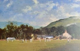 'Setting the Field' by Roy Perry Cricket Print framed and glazed.