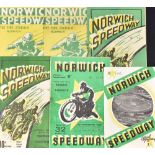 Norwich Speedway Programmes includes 1938 v Birmingham, 1946 v Glasgow, 1948 v Wigan, v Fleetwood,