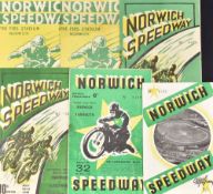 Norwich Speedway Programmes includes 1938 v Birmingham, 1946 v Glasgow, 1948 v Wigan, v Fleetwood,