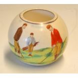 Wiltshaw & Robinson "Carlton Ware" golfing pottery matchstick holder c.1910 - hand-painted