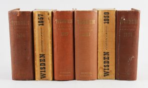 Wisden Cricketers' Almanacks 1956-1960 - 1956,58 and 60 in hardback, 1959 with cloth covers, 1957 in