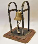 Boxing Ring Bell engraved 'Perth Railway ABC Founded 1944' on wooden base measures 50cm in height,