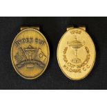 2x US Ryder Cup and PGA Cup Golf brass money clips - 1992 Kildare CC PGA Cup and 1995 Oak Hill Ryder