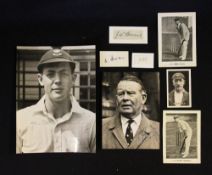 Group of Cricket Signed Paperwork to include J. Hobbs and J. Hearne Signed Cricket Clippings mounted