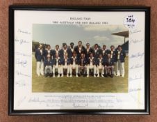 1982-83 Cricket England Tour to Australia and New Zealand Signed Team Photograph in colour with