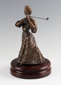 Fine Edwardian Bronze figure of a lady golfer (in the style of Lady Margaret Scott) - mounted on a