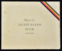 1936-37 M.C.C. Australian Tour cricket Christmas Card with team photograph, bears written