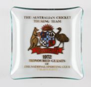 1972 The Australian Cricket Touring Team Glass Dish honoured guests of The National Sporting Club