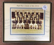 1979-80 Cricket England Tour to Australia and India Signed Team Photograph in colour with signatures