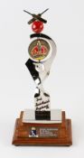 1984 England v India Third Test Cricket Trophy white metal trophy with coloured crown and enamel