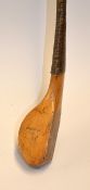 Late Wm Park longnose golden beech wood driver c.1890 - head measure 5" x 1.75" x 1.25" fitted