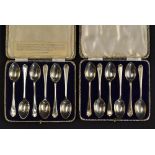 2x boxed sets Silver golfing teaspoons - both with matching cross golf club finials wt 6oz