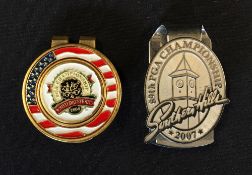 2x US PGA Golf Championship brass and enamel money clips - 2007 Southern Hills (Tiger Woods) made by