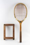 F.H. Ayres 'The Club Improved' Tennis Racket a 1935 tournament model for the Davis Cup, concave