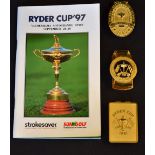 3x USA Ryder Cup Golf gilt money clips from the 1990's to incl 1991 Kiawah Island, 1995 Oak Hill and