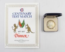 Hallmarked Silver MCC The Centenary of England v Australia Silver Medallion by Garrard & Co in