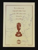 1993 Signed Ashes Dinner Menu with 20+ signatures including Dexter, Hicks, Gatting, Gooch, plus