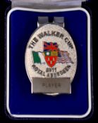2011 Royal Aberdeen Walker Cup enamel players money clip badge - with Gt. Britain & Ireland