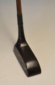 Fine T Travers patent wooden rectangular dark stained persimmon drop toed putter - c/w 11x