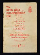 1951 Portrush Official Open Golf Championship programme - for the Monday and Tuesday qualifying