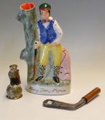 Young Tom Morris Staffordshire flat back golfing figure - modern replica overall 9.5"#h. together