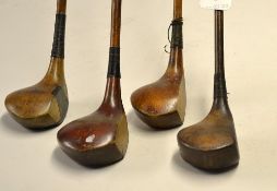 4x good sized persimmon woods to incl H.J Fernie brassie with central fibre face insert together