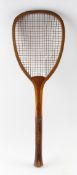 Benetfink London 'Club' Tennis Racket c.1895 with fantail handle, makers to the convex wedge, flat