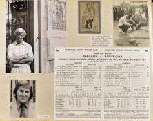 1970 to 1980's Cricket Ashes Ephemera Album containing photos and photocards, of players and