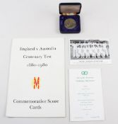 Cricket England v Australia Centenary Test 1880-1980 item group including commemorative score cards,