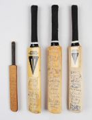 Selection of Signed Miniature Cricket Bats featuring England players G. Boycott, A. Bedser, M.