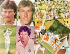 Cricket Signed Player Colour Postcards including Merv Hughes, Bruce Reid, Steve Waugh, Bruce Reid,