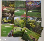 7x 1990's U.S Masters Golf Journals and Players Guide - 1990 (Nick Faldo), 1992 (Fred Couples), 1993