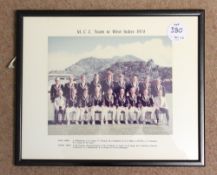 1974 Cricket MCC Tour Team Photograph in colour for the tour to the West Indies 1974, framed and