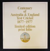 Centenary of Australia & England Test Cricket 1877-1977 limited edition print folio a large