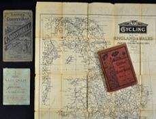 Cycling Map Selection to include Bacon's County Map of Cornwall with parts adjoining Counties, Map
