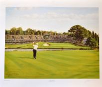 1987 The Belfry Ryder Cup "The Shot" - signed colour print by Graeme Baxter - featuring Christy O'
