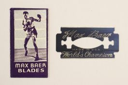 1930s Boxing Max Baer 'World's Champion' Razor Blades includes original carded cover 'Every Shave