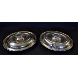 Pair of Somerset County Cricket Club silver plated entrée dishes - c/w with lids embossed with