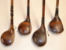 4x various woods to incl Winton brassie, Ben Sayers shallow face driver, Maynard Ipswich spoon and a