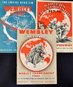 Speedway - 1936, 37 & 38 World Championship Final Programmes at Wembley Speedway dated 10 Sep