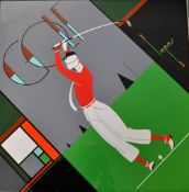 Charles Lepas Art Deco Golf Print - publ'd by C Lepas Graphique France Ltd framed and glazed