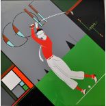 Charles Lepas Art Deco Golf Print - publ'd by C Lepas Graphique France Ltd framed and glazed