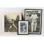 Signed Cricket Photograph of Don Bradman framed and glazed with another print of Victor Trumper