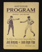 1923 Jack Dempsey v Louis Angel Firpo Souvenir Programme entitled 'History and Record' The World's
