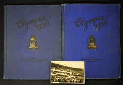 1936 Olympic Games Cigarette Card Albums Band I and Band II, containing black and white photograph