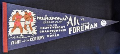 1974 Muhammad Ali v George Foreman Boxing Pennant - 'Fight of the Century' For the Heavyweight